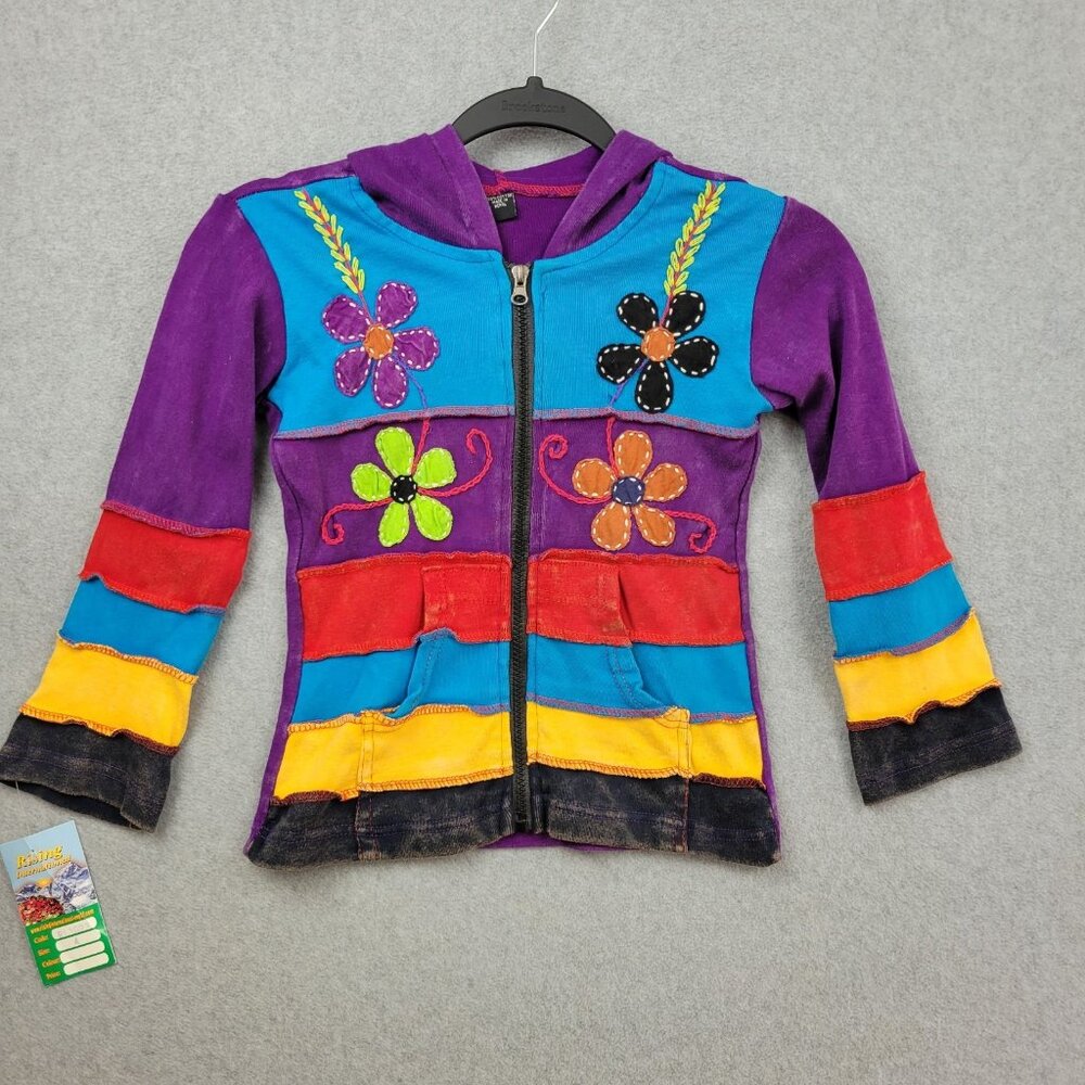 Rising International NEPAL Childrens HANDMADE COTTON‎ HOODIE Jacket Size 4